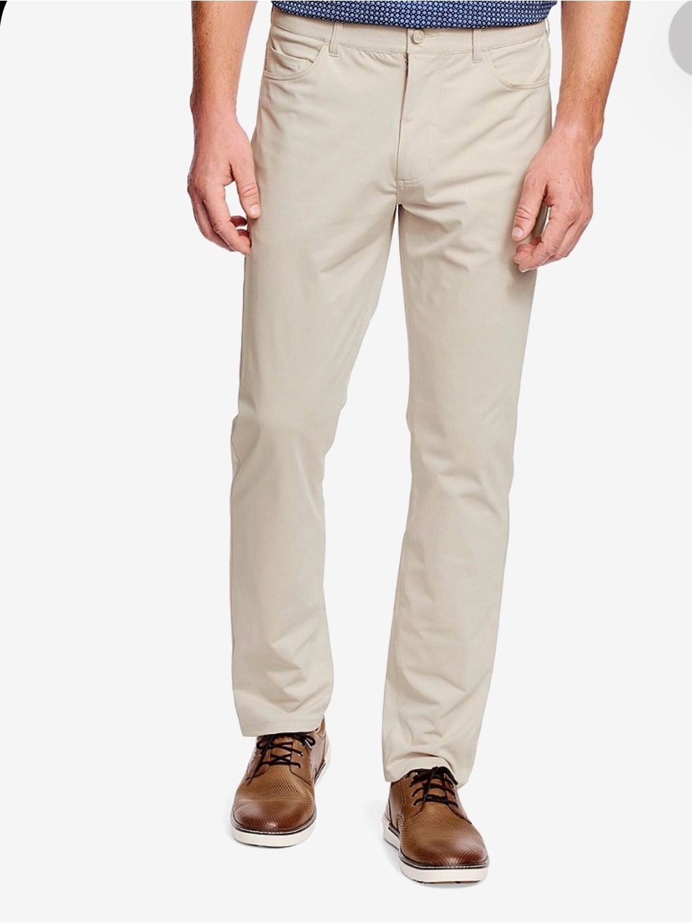Johnston & Murphy Men's Cream Straight Chino Pants- color stone